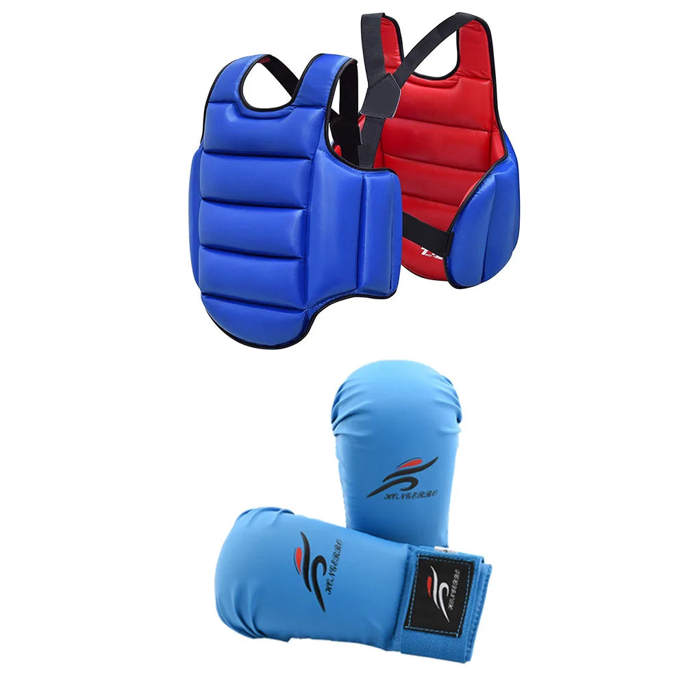 Karate Uniform Sparring Gear Set Leg Guard Martial Arts Boxing Gloves Exercise Equipment Training Taekwondo Chest Body Protect