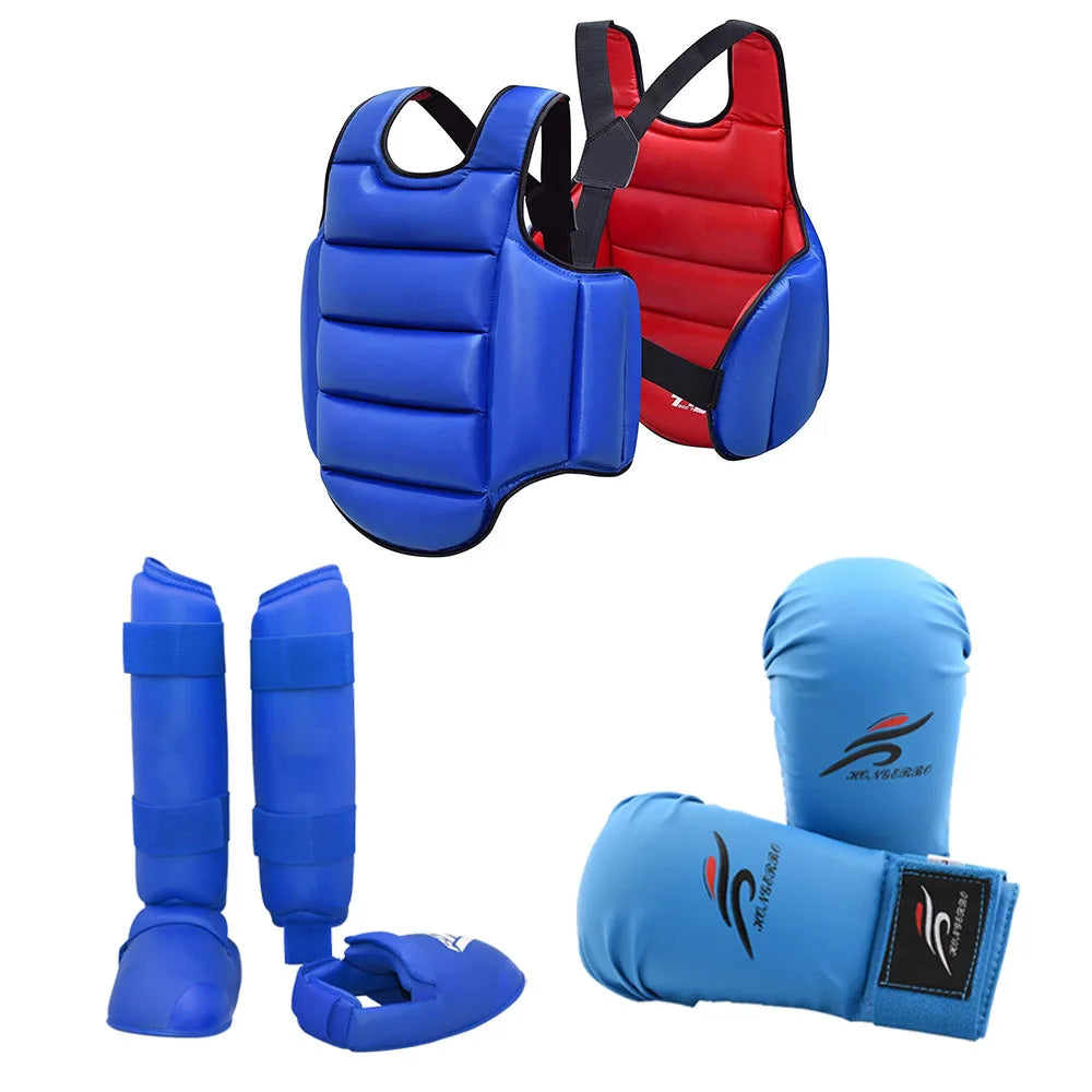 Karate Uniform Sparring Gear Set Leg Guard Martial Arts Boxing Gloves Exercise Equipment Training Taekwondo Chest Body Protect