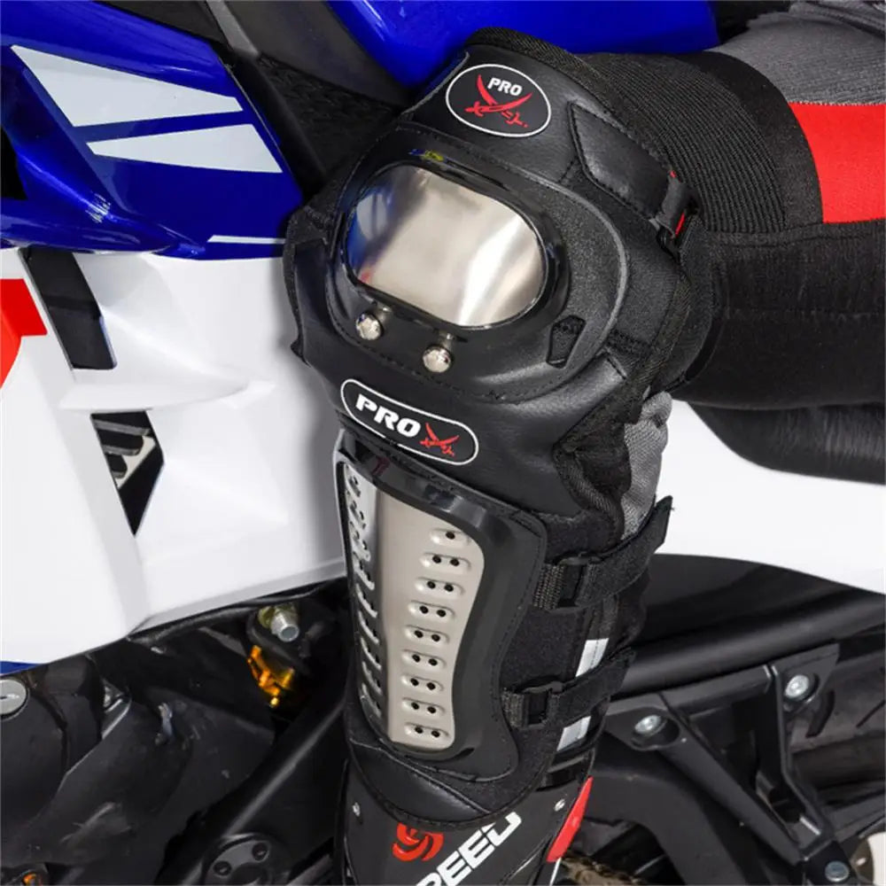 Motorcycle Riding Knee Pads Stainless Motorcycle Racer Knee Elbow Protector Set Motocross Protector Pad Guards Knee Pad For Knee