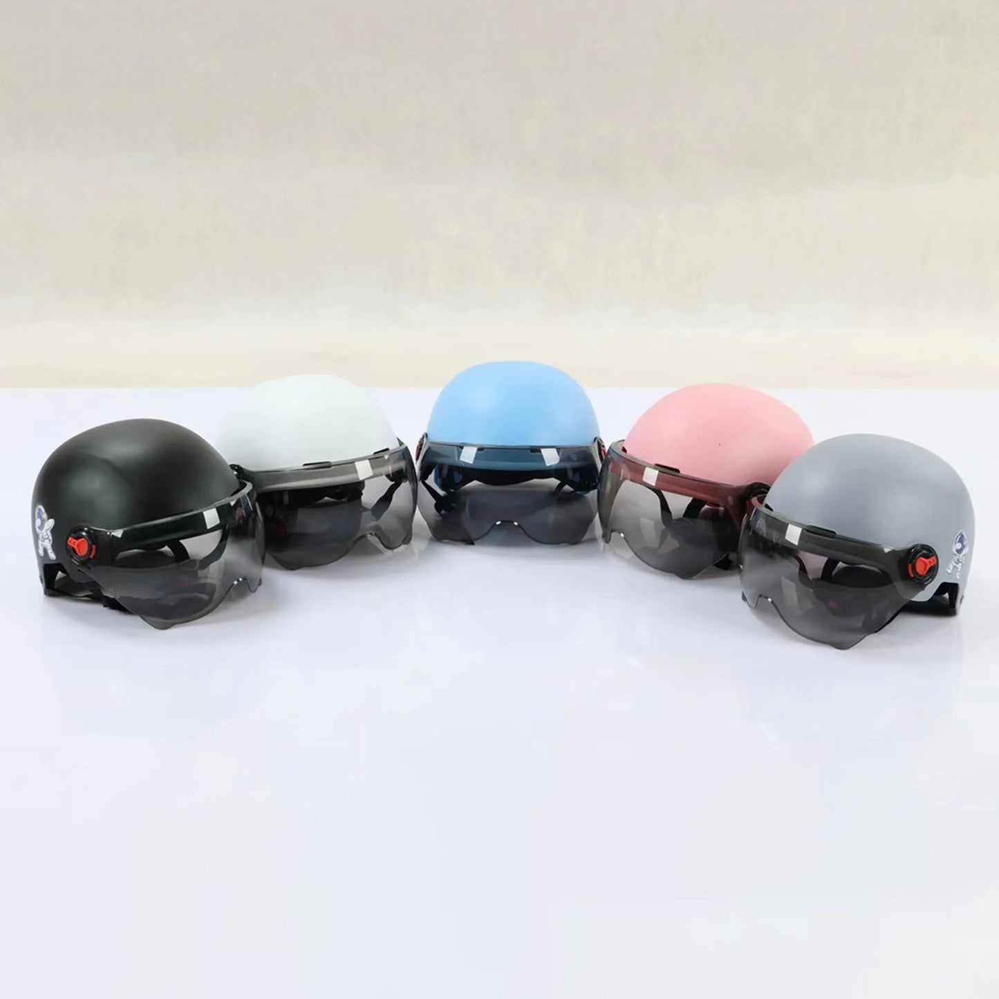 Men Motorcycle Helmet,Woman Electric Motor Car Scooter Bike Open Face Half Helmet,Anti-UV Safety Hat Bicycle Cap with Goggles