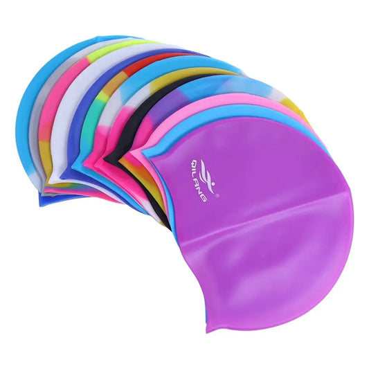 Classic High Elastic Long Hair Waterproof Flexible Silicone Colorful Swimming Hat Swimming Cap Swim Pool Hat Bathing Cap