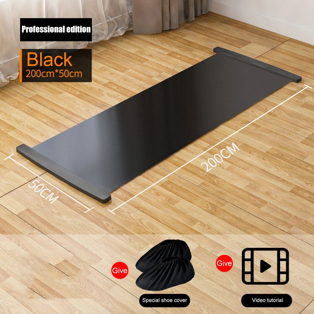 140/180/200cm Sports Fitness Glide Plate for Ice Hockey Roller Skating Leg Exercise Mat Leg Core Training Workout Board